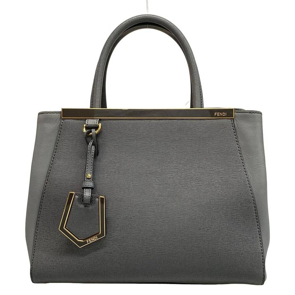 FENDI Sac 2jours Handbag Gray Leather